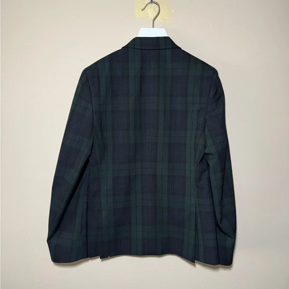 Brooks Brothers B - Navy Blue and Green Tartan Plaid Blazer - - Picture 3 of 10